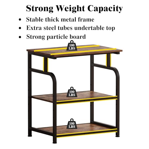 Unionly Large Rolling Printer Stand with Height Adjustable Shelf and Wheels