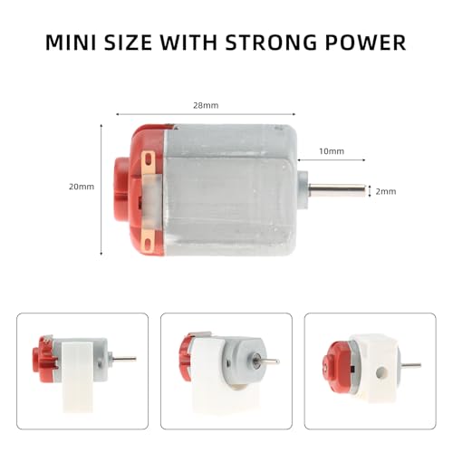 6 Sets DC Motors Kit Mini Electric Hobby Motor 3V-12V 25000RPM with 60PCS Plastic Gears, TT Motor, 2AA Battery Holder, Boat Rocker Switch, Shaft Propeller, Plastic Wheels for DIY Science Projects