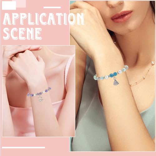 SUNNYCLUE 1 Box 236pcs DIY 6 Sets Ball Bracelet Making Kit Dance Charms Bulk Dancer Shoes Dress Theme Polymer Clay Rhinestone Disco Ballet Imitation Pearl Beads for Jewelry Making Starters Supplies - style: Dance 2