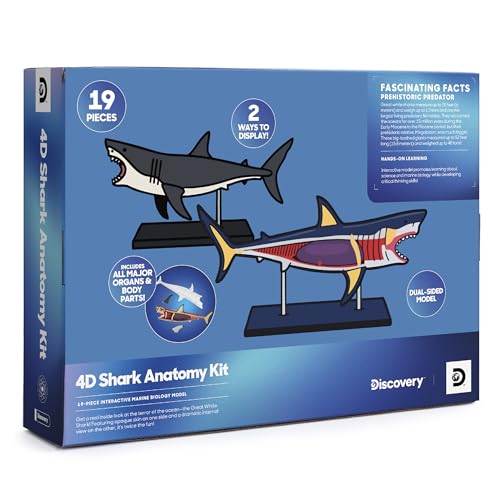Discovery™ 4D Shark Anatomy Kit| Interactive Model Building Set with Display Stand| STEM Biology Science Kit| Fun Activity Puzzle| Ocean Sea Creature Figurine| Educational Learning Toy| Ages 6+