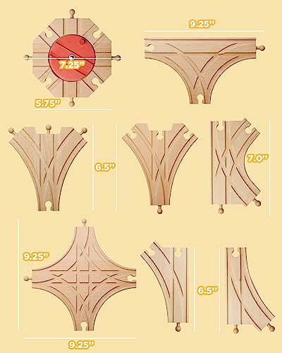 SainSmart Jr. Wooden Train Track 8pcs, Track Expansion Compatible with All Major Brands Toddler Railway Toy Train Set Boys Train Set 3+ - style: Advanced 8