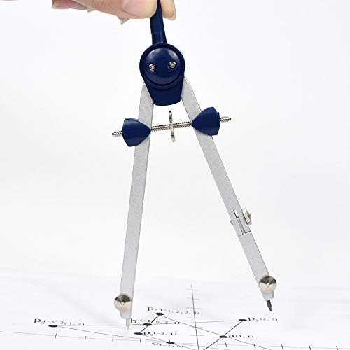 UNJOO 9Pc Geometry Set Metal Compass, Geometry Precision Tool (Blue)