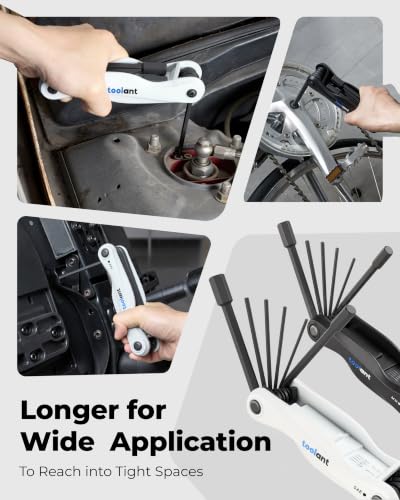 Kraftek toolant 11PCS Long Arm Folding Allen Wrench Set, SAE Hex Key Set 3/32"-1/2", Extended Reach Allen Key Set with 4 Inch Long Arms, CRV Steel Foldable Hex Wrench Tool for Bike Repair, Home & DIY - size: 11PCS (Folding - SAE)