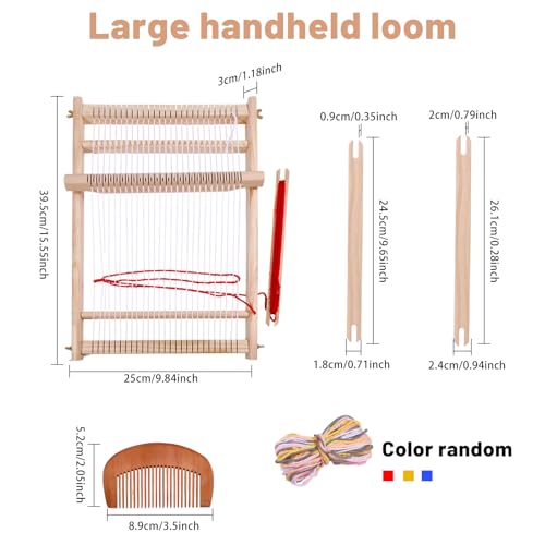 FREEBLOSS 2 Set Weaving Loom Kit Wood Craft Weaving Loom Hand-Knitting Machine for Tapestry Beginners with Yarn 15.55x9.8inch; 8.1x6.3inch