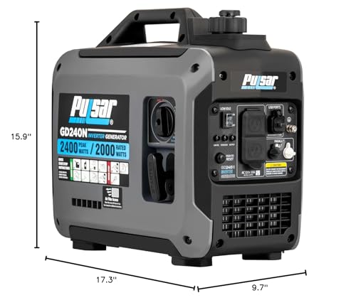 Pulsar 2,400W Portable Gas-Powered Quiet Inverter Generator With USB Outlet & Parallel Capability, GD240N - style: 2400 Watts + Gas Only + USB