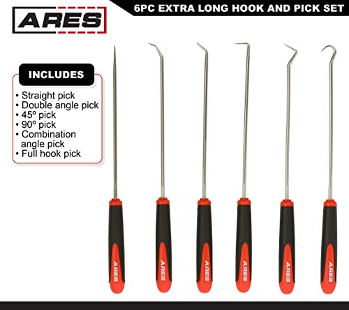 ARES 10035 Extra Long Precision Hook and Pick Set, 6-Piece - size: 6-Piece Extra Long Hook/Pick Set