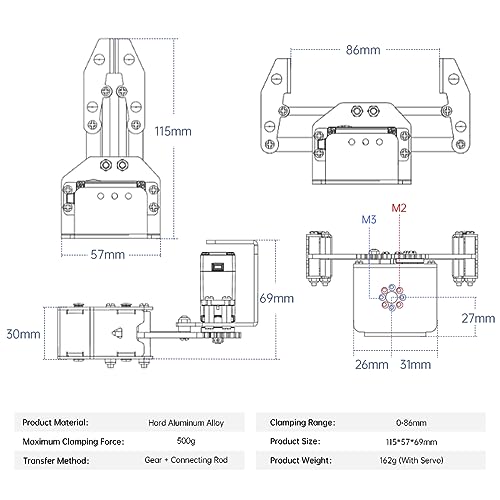 LewanSoul Mechanical Claw Robot Gripper Grabber Pickup Robot DIY, BigClaw Without Servo - style: without servo