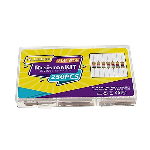 25 Values 1W Carbon Film Resistor Kit from 1 Ohm to 1M Ohm 1 Watt 5% Resistors Assortment - size: 1W