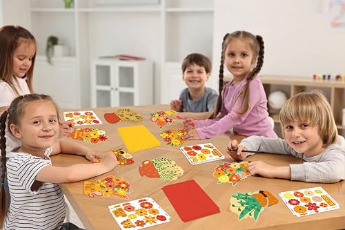 36 Set Fall DIY Craft - Thanksgiving Flower Card Making Kit with Autumn Greeting Cards Stickers Envelopes Set Gifts for Activities - style: fall