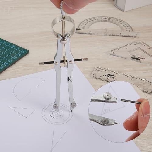 Mr. Pen- Geometry Set, 13 pcs, 3 Metal Compasses, Protractor, 6" Ruler - color: Black