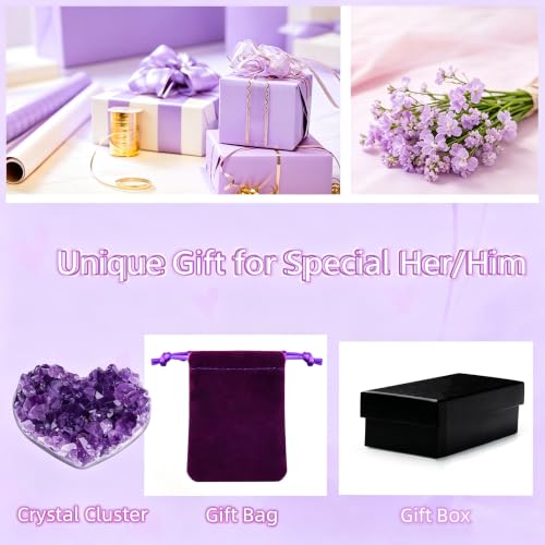 ZHIYUXI Amethyst Crystals and Healing Stones Purple Gifts for Women Reiki - color: Amethyst Heart