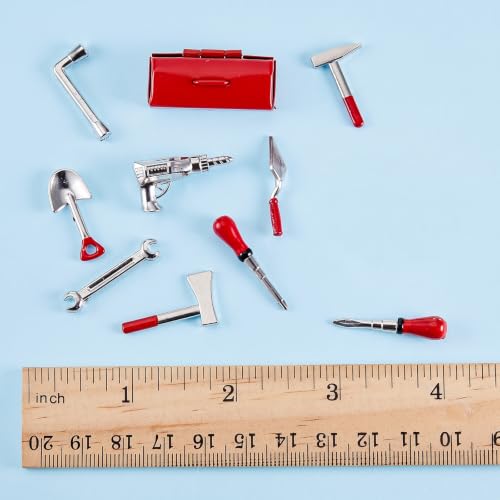 Sumind 10 Pieces Mini Dollhouse Tool Set Mini Doll House Repair Multi Tool