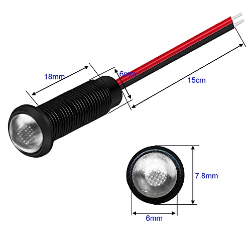 Gebildet 10pcs LED Plastic Indicator Pilot Light AC/DC 12-24V Mounting Hole Size 6mm(White) - color: white/12-24V/black shell