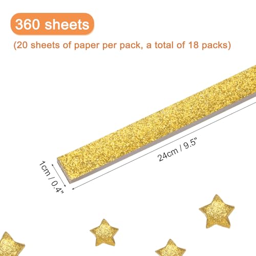 MECCANIXITY 360 Sheets Origami Paper Glitter Stars Papers Gold Fold Paper for Beginner Arts Crafts Projects,0.4 x 9.5 Inch - color: Gold, size: 0.4 x 9.5 Inch