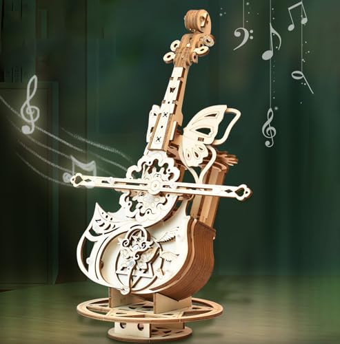 3D Wooden Brain Teaser Puzzle for Teens Wooden Music Boxes Cello Model Kits for Adults DIY Building Wood Crafts Mechanical Puzzle Building Kits for Teens