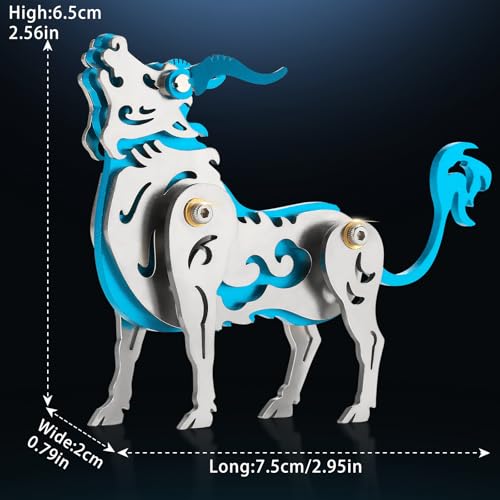 3D Metal Puzzles,3D Metal Puzzle for Adults,Mechanical Model Kit Zodiac Cattle Blue,Steel 3D Puzzles Stainless Steel Ornaments for Adults Home Decor Art Craft Gifts Toys. - color: A5