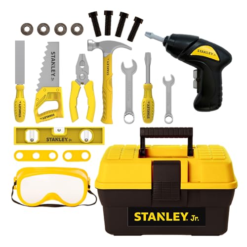 Stanley Jr. Tool Set for Kids, 21-Piece Kids Tool Box - Ideal Tool Sets for Age 3+, Tool Box for Early Learning and Development, Child-Safe and Durable