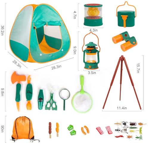 Meland Camping Play Set for Kids 3-6, Pretend Adventure Toy Gift - color: Green