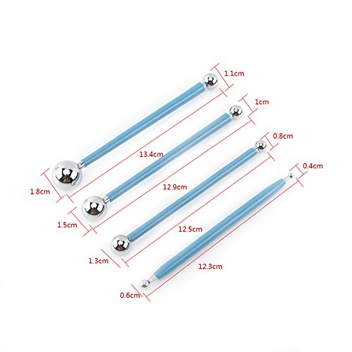 4PCS Modeling Ball Tools, Fondant Dotting Tools, Clay Sculpting Tool Set, Double Ended, for DIY Ball Modeling