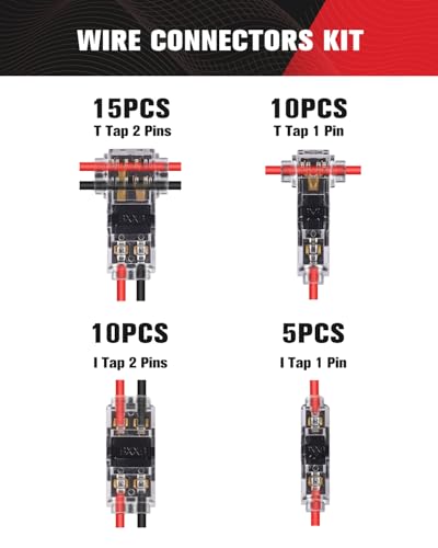 Kuject 40-Pack Wire Tap Connectors Kit for 18-24 AWG,Quick T Taps