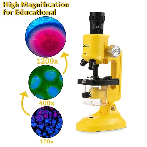 Little World Kids Microscope with LED Light - 100X/400X/1200X Magnification