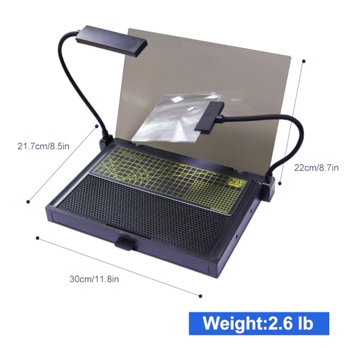 Portable Workbench for Gundam Model Making, Model Kit Tool for Gundam Building, with LED Light and Magnifying Glass Suitable for High-Precision Work,KJ019 - size: KJ019