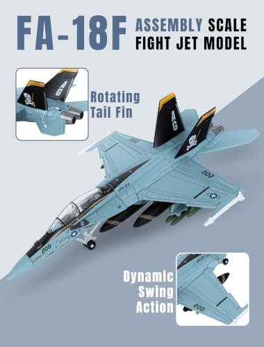 F-18 Jolly Rogers Model Fighter Jet Plane Toy, 1/72 Plastic Military Airplane Building Kit Snap-fit Assembly Aircraft Model with Stand STEM Military Birthday Gift for Adults Boys - color: F/A-18f-1/72