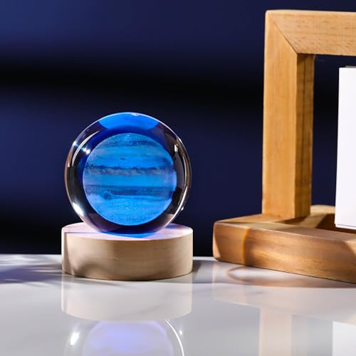 3D Jupiter Planet Gifts - Solar System Crystals Ball 60mm - Glass Animals Figurine - Birthday Gift for Best Friend or Lovers - Paperweight - style: Jupiter Planet