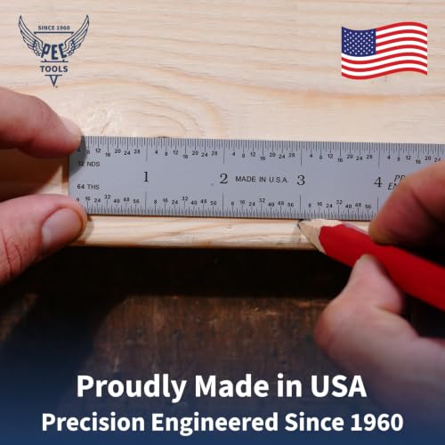 PEC Tools 6" Metal Pocket Ruler, 32nds/64ths & Decimal Equivalent, 10pcs - color: Decimal Equivalent Chart, size: 10