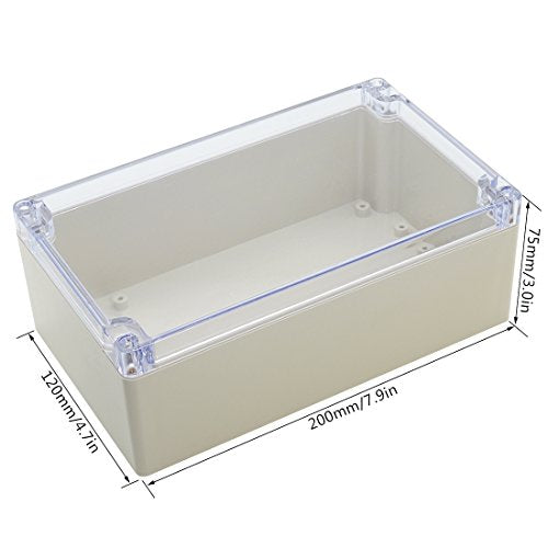 LeMotech ABS Plastic Junction Box Dustproof Waterproof IP65 Electrical Enclosure Box Universal Project Enclosure Grey with PC Transparent Clear Cover 7.9 x4.7 x2.9 inch(200 x120 x75 mm) - size: 7.9"x4.7"x2.9"