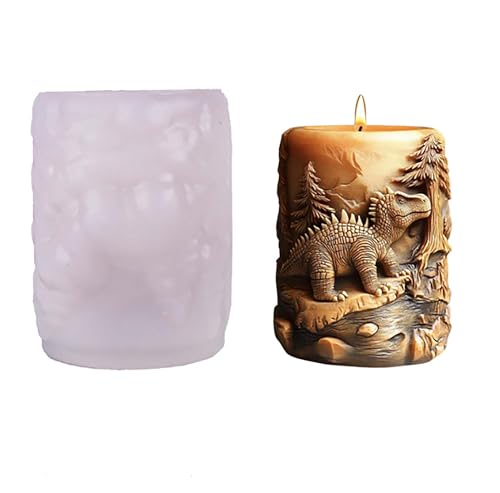 Dragon Dinosaur Animal Cylinder Molds Silicone Wave Spiral Candle Mold - Silicone Resin Casting Molds for Candle & Resin & Soap Craft Supplies - color: xre-GJ-109