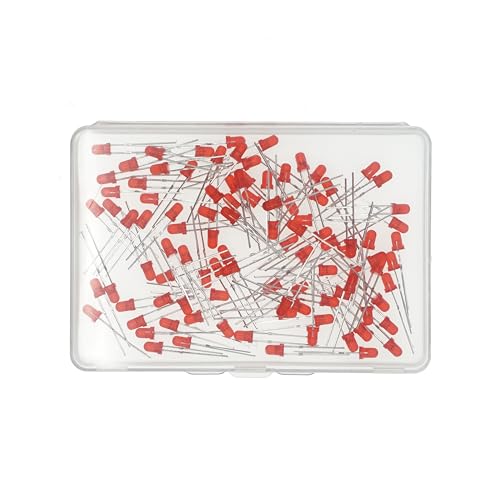 100 Pcs 3MM Red LED Diode Lights - DC 2V-3V 20mA Emitting Diodes LED Bulb - DIY Science Project Electronics Components Lighting Kit - color: Red, size: 3mm Round Top