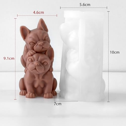 Couple Animal Dog Cylinder Candle & Resin Mold - Resin Casting Silicone Molds for Home Decor & Candle Making Wave Spiral Mold - color: jh-dog-5525