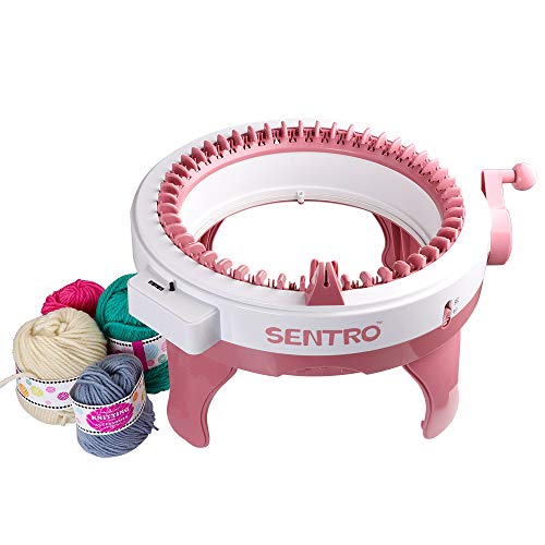 SENTRO 48 Needles Knitting Machine with Electric Adapter, Smart Weaving Loom Round Spinning Crochet Knitting Machines with Row Counter and Crank Handle Adapter Hex Steel Bit for Automatic Knit - size: 48