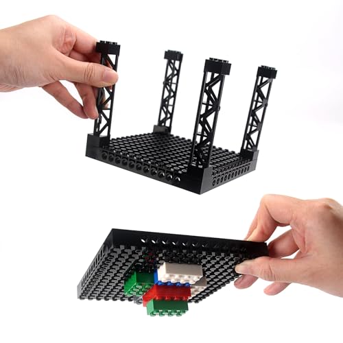 18pcs Plates 16x16 with Support Girder Brick Set Multi-layer Parking Garage - color: Black, size: 18 PCS