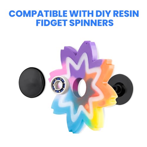 NiArt Fidget Spinner Bearings with Caps 48 Pack, Chrome Steel DIY Set - size: ONLY 48 BLACK Cap Bearings