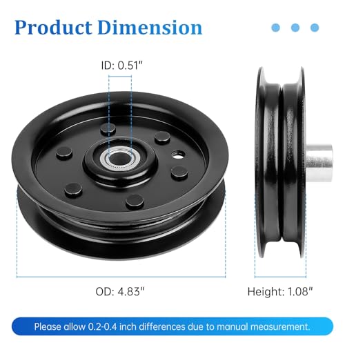604219 Flat Idler Pulley Compatible with Hustler Dash 34" 42" Raptor 36" 42" 52" 54" Mower Deck, 126123 Idler Pulley Compatible with 939223 938498 938977 933614, Replaces Rotary 15211, 2P - size: 604219_2pc