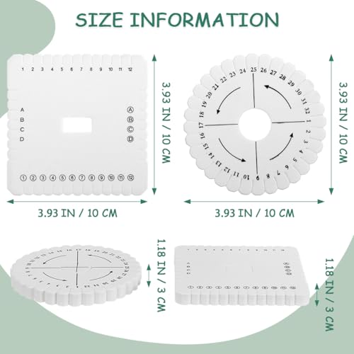 KALLORY 12 Pcs Kumihimo Disk Braiding Wheel - EVA DIY Handmade Braiding Tools for Bracelet Making, Square & Round Kumihimo Supplies for Beginners, Home & Classroom Craft Supplies (Pack of 2) - size: 10.5X10.5CMx3pcs (Pack of 2)