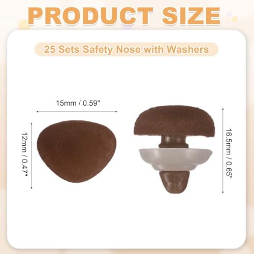 MECCANIXITY 25 Sets Safety Noses, 12 mm Safety Eyes and Noses Brown - color: Brown