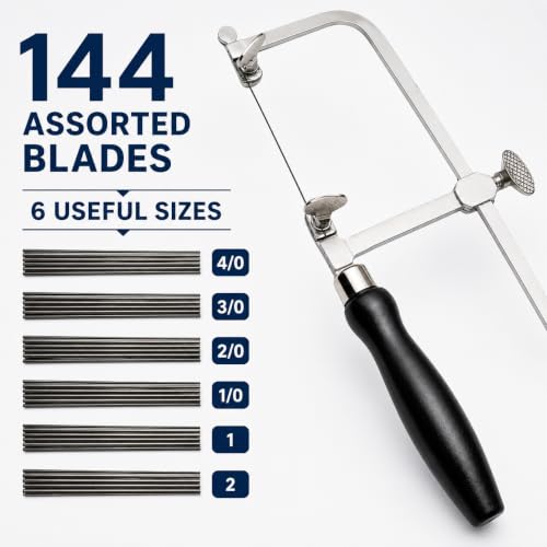 German Style Adjustable Jewelers Saw Frame with 144 Assorted Blades