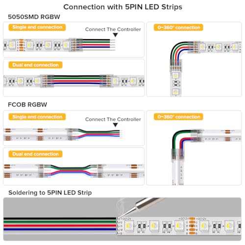 BTF-LIGHTING 24AWG 5 Pin 32.8ft Extension Cable, UL Recognized Component - size: 5 Conductor, style: 24 Gauge