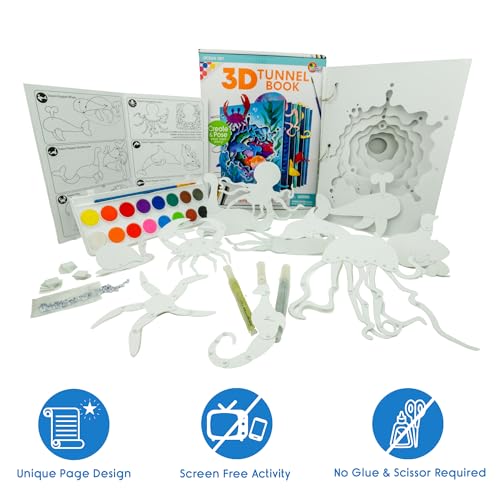 EyeConnect Crafts Ocean 3D Tunnel Book – Hands-on Stationery Craft Kit - color: Ocean, size: Deluxe