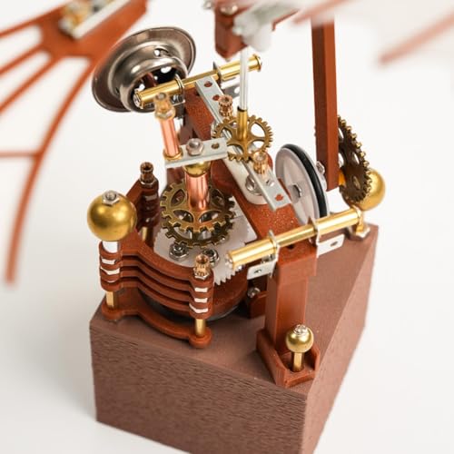 3D Metal Puzzles for Adults, Da Vinci Flying Machine DIY Assembly Mechanical Flapping Wing Model, Gear-Driven Ornithopter Sculpture Desk Display Collectible & STEM Model Gift (243PCS)