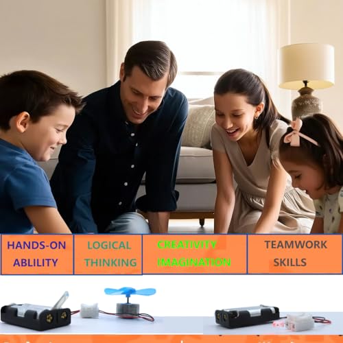 Delinx Fun Physics Science Experiment Kit: Windmill & Hand-cranked Generator, Solar Power, Basic Electric Circuit Learning, DIY Educational STEM Project for Kids & Teens, Girls & Boys