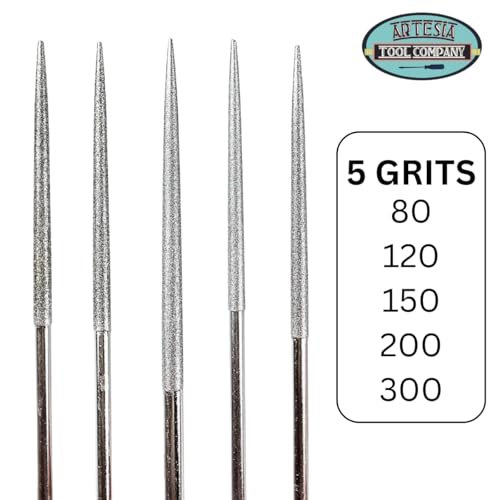 5.75" Assorted Grit Round Diamond File 5-piece Set With Pvc Handles - size: 5" (5 Piece)