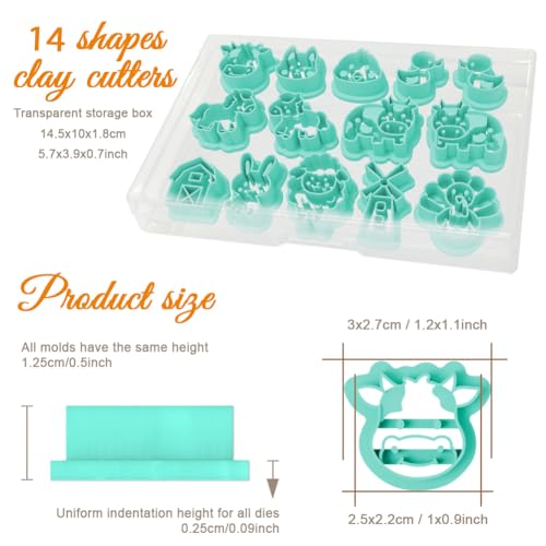 ORIGACH 14 Pcs Farm Animals Polymer Clay Cutters Set - style: Farm Animals