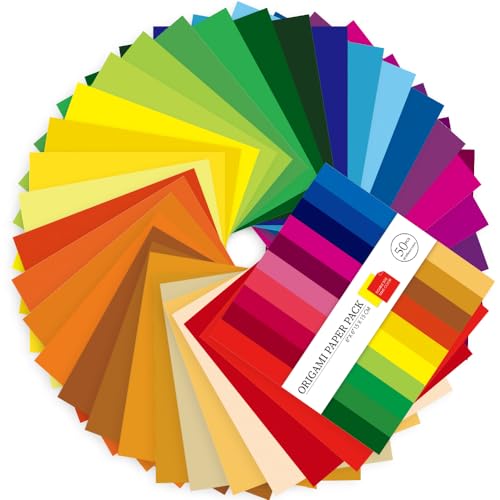Origami Paper 100 Sheets, 6-Inch Square Double Sided Colored Craft Paper - color: 100 sheets-solid color