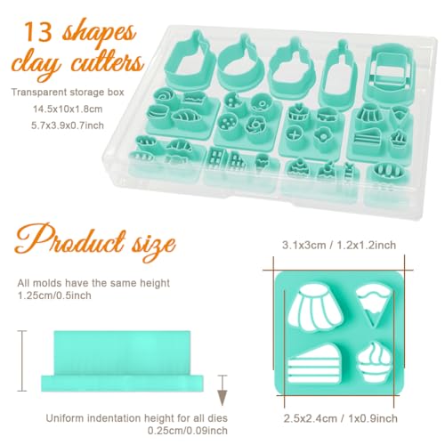 ORIGACH 13 Pcs Mini Dessert & Cutting Board Polymer Clay Cutters - style: Mini Desserts & Cutting Boards