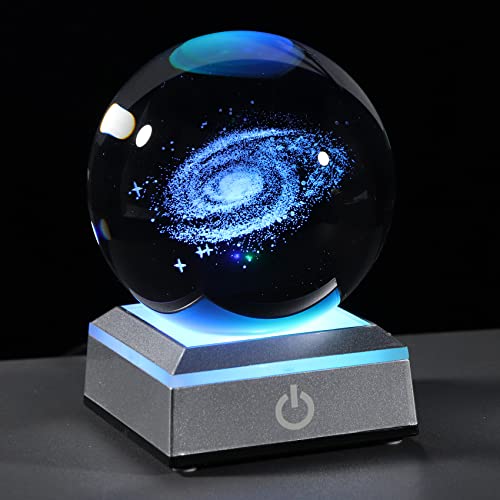 Qianwei 3D Galaxy Crystal Ball Space Astronomy Science Gift Room Decor Lamp - style: Galaxy Crystal Ball