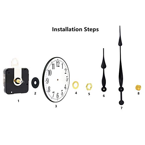 Youngtown High Torque Long Shaft Clock Movement Kit with 12 in Black Hands - color: Black, size: 29/32 inch Total shaft length